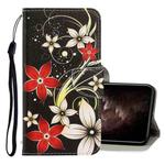 For iPhone 11 Pro Max 3D Colored Drawing Horizontal Flip PU Leather Case with Holder & Card Slots & Wallet(Red Flower)