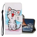 For iPhone X / XS 3D Colored Drawing Horizontal Flip PU Leather Case with Holder & Card Slots & Wallet(Red Mouth Cat)