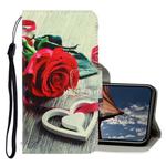 For iPhone X / XS 3D Colored Drawing Horizontal Flip PU Leather Case with Holder & Card Slots & Wallet(Red Rose)
