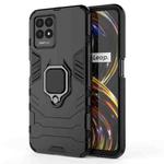 For OPPO Realme 8i Shockproof PC + TPU Phone Case with Magnetic Ring Holder(Black)