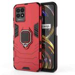 For OPPO Realme 8i Shockproof PC + TPU Phone Case with Magnetic Ring Holder(Red)