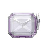 Transparent Two-color Anti-fall TPU Earphones Protective Case with Hook For AirPods 3(Purple)