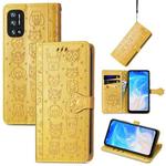 For Doogee N40 Pro Cat and Dog Embossed Horizontal Flip Phone Leather Case with Holder & Card Slot & Wallet & Lanyard(Yellow)