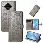 For Infinix Zero 8 Cat and Dog Embossed Horizontal Flip Phone Leather Case with Holder & Card Slot & Wallet & Lanyard(Grey)