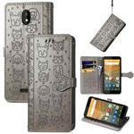 For Vodafone Smart E11 Cat and Dog Embossed Horizontal Flip Phone Leather Case with Holder & Card Slot & Wallet & Lanyard(Grey)