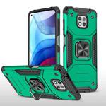 For Motorola Moto G Power (2021) Magnetic Armor Shockproof TPU + PC Phone Case with Metal Ring Holder(Dark Green)