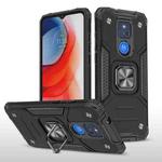 For Motorola Moto G Play (2021) Magnetic Armor Shockproof TPU + PC Phone Case with Metal Ring Holder(Black)