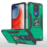 For Motorola Moto G Play (2021) Magnetic Armor Shockproof TPU + PC Phone Case with Metal Ring Holder(Dark Green)