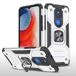 For Motorola Moto G Play (2021) Magnetic Armor Shockproof TPU + PC Phone Case with Metal Ring Holder(Silver)