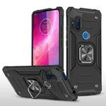 For Motorola One Hyper Magnetic Armor Shockproof TPU + PC Phone Case with Metal Ring Holder(Black)