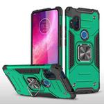 For Motorola One Hyper Magnetic Armor Shockproof TPU + PC Phone Case with Metal Ring Holder(Dark Green)