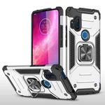 For Motorola One Hyper Magnetic Armor Shockproof TPU + PC Phone Case with Metal Ring Holder(Silver)