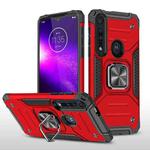 For Motorola One Macro / Moto G8 Plus Magnetic Armor Shockproof TPU + PC Phone Case with Metal Ring Holder(Red)