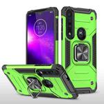 For Motorola One Macro / Moto G8 Plus Magnetic Armor Shockproof TPU + PC Phone Case with Metal Ring Holder(Green)