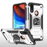 For Motorola Moto E7 Power Magnetic Armor Shockproof TPU + PC Phone Case with Metal Ring Holder(Silver)