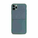 Liquid Silicone Skin Feel Shockproof Phone Case with Card Slot For iPhone 11(Dark Green)