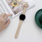 For Samsung Galaxy Watch4 40mm / 44mm Sewing Leather Strap Watch Band(Apricot)