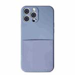 Liquid Silicone Skin Feel Shockproof Phone Case with Card Slot For iPhone 13 mini(Lavender Grey)