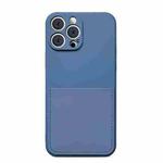 Liquid Silicone Skin Feel Shockproof Phone Case with Card Slot For iPhone 13 mini(Blue)