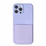 Liquid Silicone Skin Feel Shockproof Phone Case with Card Slot For iPhone 13(Light Purple)