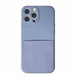 Liquid Silicone Skin Feel Shockproof Phone Case with Card Slot For iPhone 13(Lavender Grey)