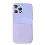 Liquid Silicone Skin Feel Shockproof Phone Case with Card Slot For iPhone 13 Pro(Light Purple)