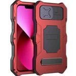 For iPhone 13 Camshield Shockproof Life Waterproof Dustproof Metal Case with Holder(Red)