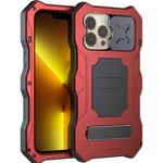For iPhone 13 Pro Max Camshield Shockproof Life Waterproof Dustproof Metal Case with Holder (Red)