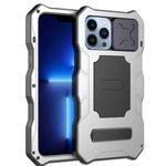 For iPhone 12 / 12 Pro Camshield Shockproof Life Waterproof Dustproof Metal Case with Holder(Silver)