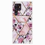 For Samaung Galaxy S22 Ultra 5G Marble Pattern Shockproof TPU Phone Case(Rhombus Rose)