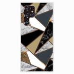 For Samaung Galaxy S22 Ultra 5G Marble Pattern Shockproof TPU Phone Case(Rhombus Golden Yellow)