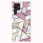 For Samaung Galaxy S22 Ultra 5G Marble Pattern Shockproof TPU Phone Case(Rhombus White Purple)