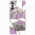 For Samsung Galaxy A13 5G Marble Pattern Shockproof TPU Phone Case(Rhombus Gray Purple)