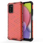 For Samsung Galaxy A03s 166mm Shockproof Honeycomb PC + TPU Phone Case(Red)