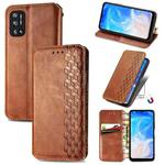 For Doogee N40 Pro Cubic Grid Pressed Horizontal Flip Magnetic Leather Case with Holder & Card Slots & Wallet(Brown)