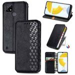 For OPPO Realme C21Y Cubic Grid Pressed Horizontal Flip Magnetic Leather Case with Holder & Card Slots & Wallet(Black)