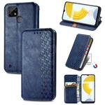 For OPPO Realme C21Y Cubic Grid Pressed Horizontal Flip Magnetic Leather Case with Holder & Card Slots & Wallet(Blue)