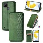 For OPPO Realme C21Y Cubic Grid Pressed Horizontal Flip Magnetic Leather Case with Holder & Card Slots & Wallet(Green)