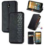 For Vodafone Smart E11 Cubic Grid Pressed Horizontal Flip Magnetic Leather Case with Holder & Card Slots & Wallet(Black)