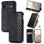 For Google Pixel 6 Cubic Grid Pressed Horizontal Flip Magnetic Leather Case with Holder & Card Slots & Wallet(Black)
