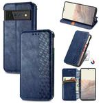 For Google Pixel 6 Cubic Grid Pressed Horizontal Flip Magnetic Leather Case with Holder & Card Slots & Wallet(Blue)
