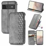 For Google Pixel 6 Cubic Grid Pressed Horizontal Flip Magnetic Leather Case with Holder & Card Slots & Wallet(Grey)