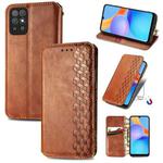 For Honor Play 5T Youth Cubic Grid Pressed Horizontal Flip Magnetic Leather Case with Holder & Card Slots & Wallet(Brown)