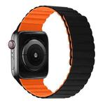 Silicone Magnetic Integrated Long Strap Watch Band For Apple Watch Series 8&7 45mm / SE 2&6&SE&5&4 44mm / 3&2&1 42mm(Black Orange)