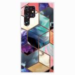 For Samaung Galaxy S22 Ultra 5G Abstract Marble Pattern TPU Phone Protective Case(Honeycomb Color)