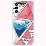 For Samsung Galaxy A13 5G Abstract Marble Pattern TPU Phone Protective Case(Blue Red Triangle)