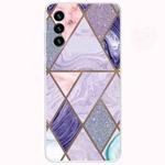 For Samsung Galaxy A13 5G Abstract Marble Pattern TPU Phone Protective Case(Glitter Purple)