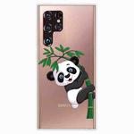 For Samaung Galaxy S22 Ultra 5G Painted Pattern High Transparent TPU Phone Case(Panda Climbing Bamboo)