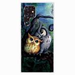 For Samaung Galaxy S22 Ultra 5G Painted Pattern High Transparent TPU Phone Case(Owl)