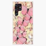 For Samaung Galaxy S22 Ultra 5G Painted Pattern High Transparent TPU Phone Case(Pink Butterflies)